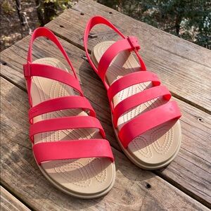 CROCS TULUM SANDALS CORAL Sz 10